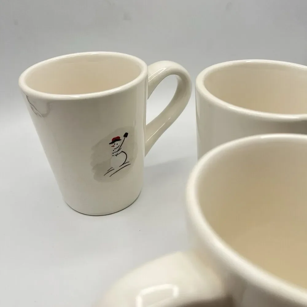 Coffee Mugs Christmas Winter Williams Sonoma Snowman Hot Cocoa Mugs Set of 3